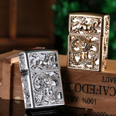 Vỏ Hột Quẹt Bật Lửa Xăng Đá Chief CF0975Y Thiết Kế Đẹp Độc Lạ - Dùng Xăng Bấc Đá Cao Cấp