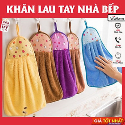 Khăn Lau Tay Có Móc Treo Dùng Trong Nhà Bếp, Khăn Lau Tay Bếp Vải Cotton Mềm Mại Siêu Thấm Hút Đa Năng - Giao Màu Ngẫu Nhiên