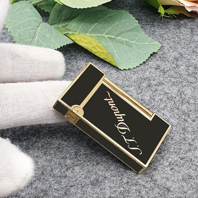 Vỏ Hột Quẹt Bật Lửa Upon D174V Họa Tiết Nền Đen Viền Vàng Khắc Chữ S.t Upon, Dùng Ga Đá Cao Cấp