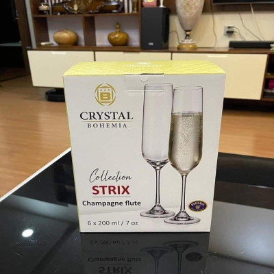 Bộ 6 ly uống sâm panh pha lê dòng Titanium Bohemia Strix 200ml Hàng chính hãng