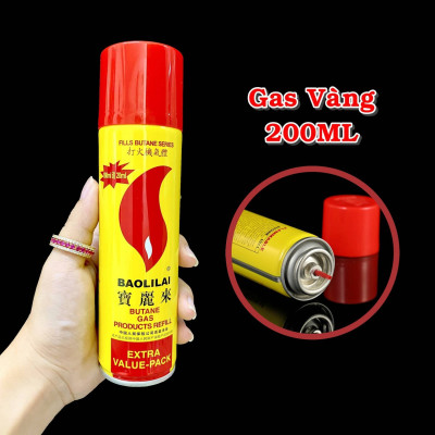 Gas bơm bật lửa hột quẹt chai vàng nhỏ loại 200ml
