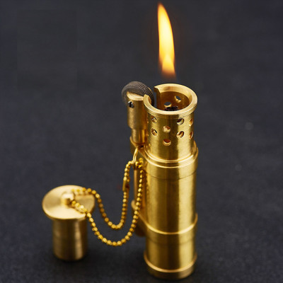 Vỏ Hột Quẹt Bật Lửa TC16 Thiết Kế Thủ Công Độc Lạ Màu Vàng - Dùng Xăng Đá Cao Cấp