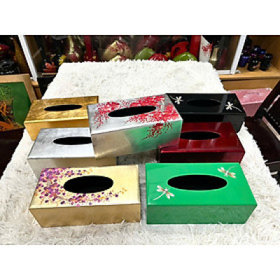 Hộp đựng khăn giấy chữ nhật sơn mài cao cấp Thanh Bình Lê đựng giấy để trong phòng khách hay nhà ăn, đẹp mắt và sang trọng