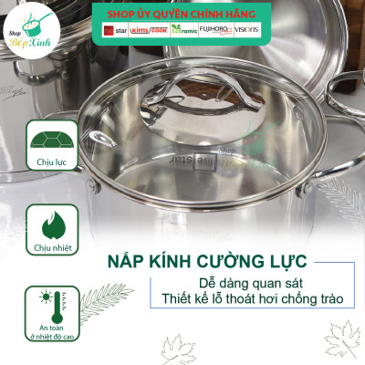 Bộ nồi chảo chống dính cao cấp Fivestar 6 món nắp kính , 3 đáy dùng được bếp từ , hồng ngoại , gas