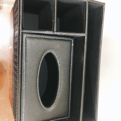 Hộp khăn giấy da màu đen cao cấp, sang trọng 24x10x15cm - Hàng chính hãng