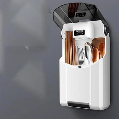 Hộp Sấy Và Khử Khuẩn Đũa Thìa Muỗng Thông Minh, Có Nắp Đậy Cao Cấp Chống Côn Trùng, Kiến, Dán Tường Chắc Chắn - Hàng Loại 1