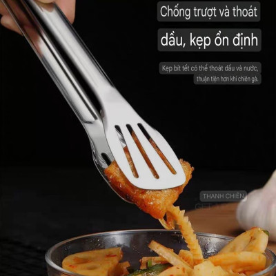 combo 2 kẹp gắp thức ăn dạng khía inox cao cấp ( khách mua lựa chọn size - 18cm - 24cm - 28cm )