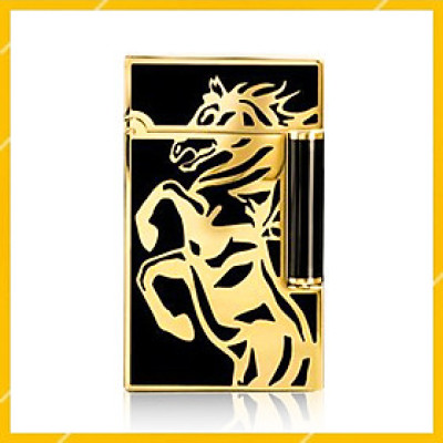 Vỏ Hột Quẹt Bật Lửa Upon Gas Đá D204V Họa Tiết Sơn Mài Ngựa Bản Giới Hạn Màu Vàng - Dùng Gas Đá Cao Cấp