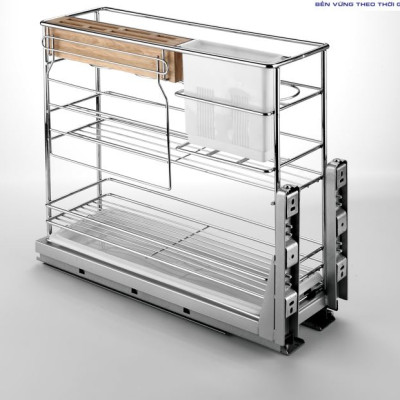 Giá đựng dao thớt Tundo DCT1630 nan vuông ray âm giảm chấn Boss R260*C475*S455 mm