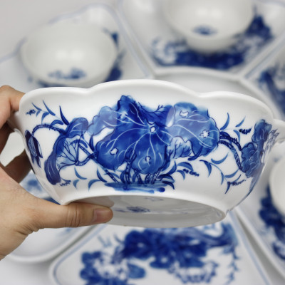 Bộ đồ ăn hoa mặt trời Bát Tràng men khử - Khử chì và kim loại nặng - Hoa sen