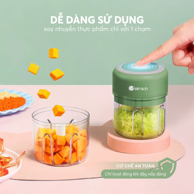 Máy xay tỏi ớt dùng pin sạc Elmich PBE-8659 250ml 50w, Hàng chính hãng, bảo hành 24 tháng - JoyMall