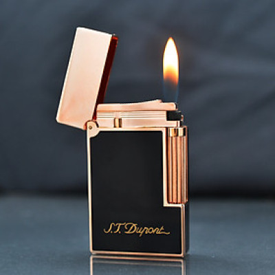 Vỏ Hột Quẹt Bật Lửa Gas Đá Upon Sơn Mài Đen Nắp Mạ Màu D131H