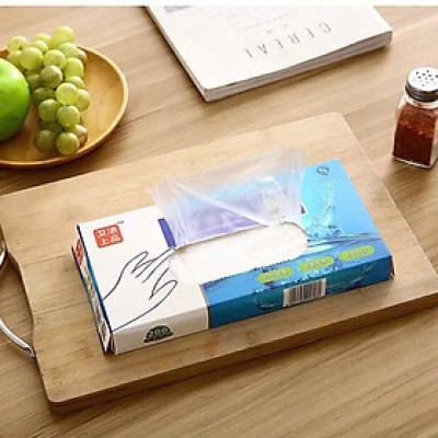 Găng tay chế biến thực phẩm dạng nilong hộp 200 cái, bao tay thực phẩm dùng nấu ăn sử dụng 1 lần