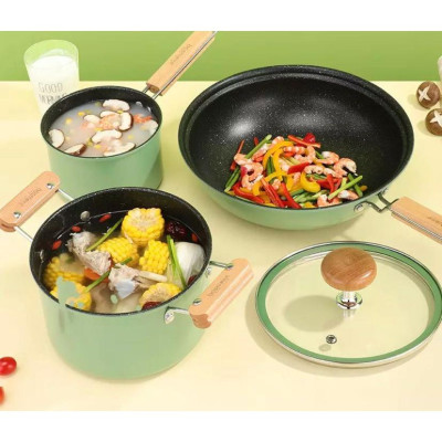 Seoulcook Luxury – Bộ 3 món nồi chảo đáy từ cao cấp Hàn Quốc, chống dính vân đá an toàn cho sức khỏe.