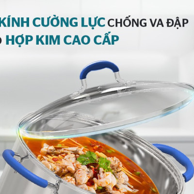Bộ nồi chảo inox 5 đáy Sunhouse SHG509 - Hàng Chính Hãng