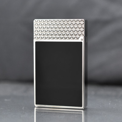 Vỏ Hột Quẹt Bật Lửa Upon D143T Sơn Mài Đen Họa Tiết Kim Cương - Dùng Gas Đá Cao Cấp