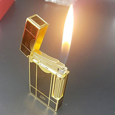 Vỏ Hột Quẹt Bật Lửa Ga Đá D120V Sơn Mài Đen Vàng Tuyết Sang Trọng - Dùng Gas Đá Cao Cấp