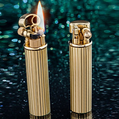 Vỏ Hột Quẹt Bật Lửa Xăng Đá Chief CF028 Thiết Kế Độc Lạ Sang Trọng Màu Vàng - Dùng Xăng Bấc Đá Cao Cấp