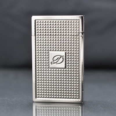 Vỏ Hột Quẹt Bật Lửa Upon Gas Đá D136B Họa Tiết Kẻ Cách Điệu Chữ D ở Giữa Màu Bạc - Dùng Gas Đá Cao Cấp