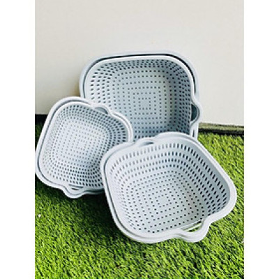 Sét Thau Rỗ Nhựa Đựng Rau Củ Quả 6 Món 3 Kích Thước Đa Năng Cao Cấp - Hàng Việt Nam