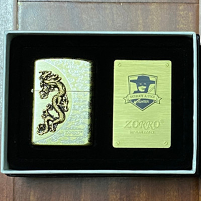Vỏ Hột Quẹt Bật Lửa Xăng Đá Zorro Z92052A Thiết Kế họa tiết rồng Đẹp Độc Lạ - Dùng Xăng Bấc Đá Cao Cấp ( giao màu ngẫu nhiên )