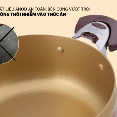 Bộ nồi anod Sunhouse SH6634 - Bộ nồi dùng bếp gas - Bộ nồi dùng bếp hồng ngoại - Bộ 3 nồi Sunhouse - Thiết kế sang trọng, chất liệu Anod cao cấp, không phai màu, không biến dạng khi va đập, vung kính cường lực siêu bền - Hàng chính hãng