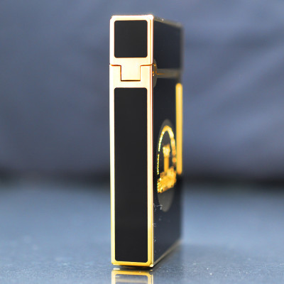 Vỏ Hột Quẹt Bật Lửa Gas Đá S.T Upon D86v Thiết Kế Họa Tiết Sơn Mài Đen In Quốc Huy Indonesia Độc Đáo - Dùng Gas Đá Cao Cấp