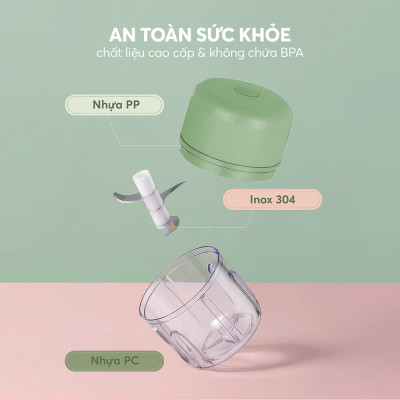 Máy xay tỏi ớt dùng pin sạc Elmich PBE-8659 250ml 50w, Hàng chính hãng, bảo hành 24 tháng - JoyMall