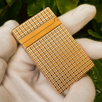 Vỏ Hột Quẹt Bật Lửa Upon Họa Tiết Ô Vuông Mini Sang Trọng D29V Màu Vàng - Dùng Gas Đá Cao Cấp