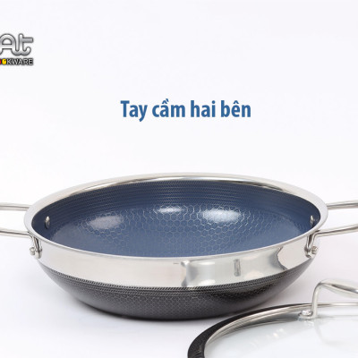 [Hàng chính hãng] Chảo xào đa năng iMAT Hybrid lòng xanh mới, đường kính 28cm. Chiên, xào, áp chảo..