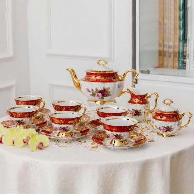 Bộ Trà Sứ Mạ Vàng Men Ngọc Trai Tiệp Khắc Cao Cấp Hàng chính hãng