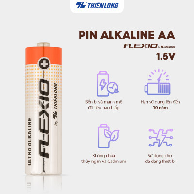 Vỉ 4 Pin Alkaline AA Thiên Long Flexio