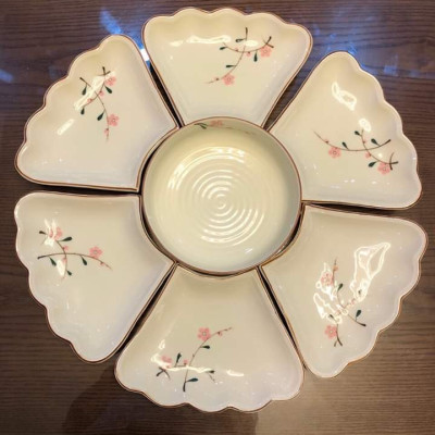 bộ đồ ăn hoa mặt trời gốm sứ Bát Tràng