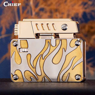 Vỏ hộp quẹt bật lửa xăng đá CF-707 có 2 đầu bấc đánh lửa, khóa chốt an toàn 