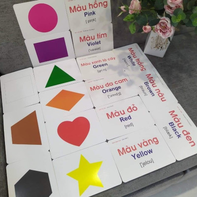 Bộ 100 Thẻ Học Thông Minh Cho Bé, Flashcard Song Ngữ Cho Bé Với 14 Chủ Đề Thế Giới Xunh Quanh Khổ A5 21x15cm