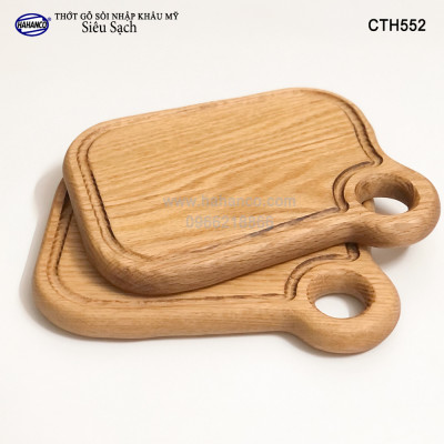 Thớt xinh gỗ Sồi Mỹ (OAK) có rãnh bao quanh (CTH552) hàng Xuất Khẩu Châu Âu - khay bánh mì/trái cây/ bít tết/ pizza/ phụ kiện chụp ảnh, bày món ăn trong nhà hàng - Sang trọng trên bàn ăn - HAHANCO