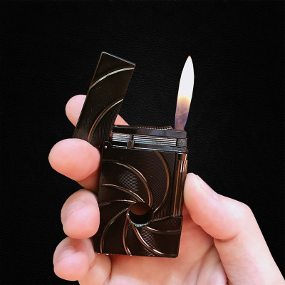 Vỏ Hột Quẹt Bật Lửa Gas Đá Upon 007 Limited Edition D117D Đục Lỗ Màu Đen Dòng 3 Ligne Cực Hiếm - Dùng Gas Đá Cao Cấp