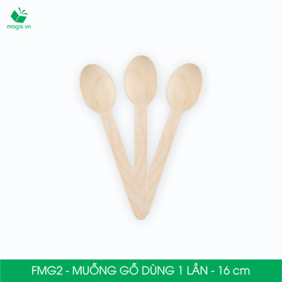 FMG2 - Combo 200 Muỗng gỗ ngắn 16 cm dùng 1 lần - Thìa gỗ ngắn dùng 1 lần tiện lợi thân thiện môi trường