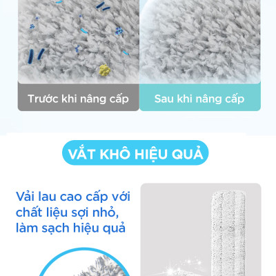 (Chọn Loại) Bông Lau Thay Thế MyJae Sợi Microfiber Dành Cho Cây Lau Nhà Tự Vắt 2 Ngăn 33cm x 12cm