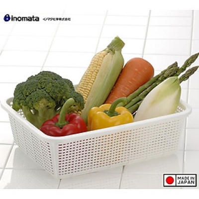 Rổ nhựa chữ nhật Inomata Simple - Màu trắng - Hàng Nội Địa Nhật Bản