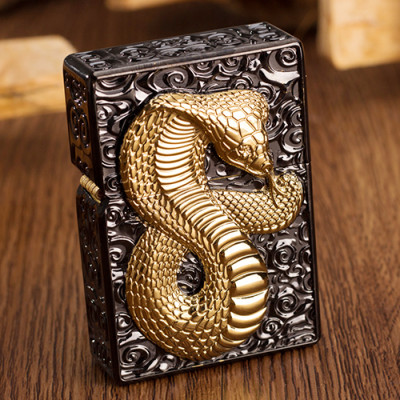 Vỏ Hột Quẹt Bật Lửa Xăng Đá Zorro Z91272 Hình Rắn 3D Đẹp Độc Lạ - Dùng Xăng Bấc Đá Cao Cấp