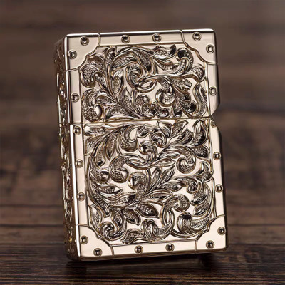 Vỏ Hột Quẹt Bật Lửa Xăng Zorro Z-KJ1011 Hoa Văn Cổ Sang Trọng & Vòng Xoay Roulette Đẹp Độc Lạ - Dùng Xăng Bấc Đá