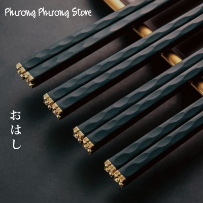 COMBO SÉT 5 ĐÔI ĐŨA HOA ANH ĐÀO KHẢM VÀNG KHẢM BẠC CHẤT LIỆU SỢI THỦY TINH CHỊU NHIỆT CAO CẤP