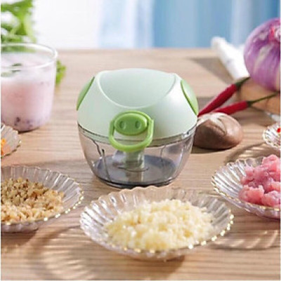 Máy Xay Mini Đa Năng 3 Lưỡi Dao Hình Con Heo - Máy Xay Tỏi Ớt Đa Năng Tiện Lợi Dây Rút Dung Tích 180ml