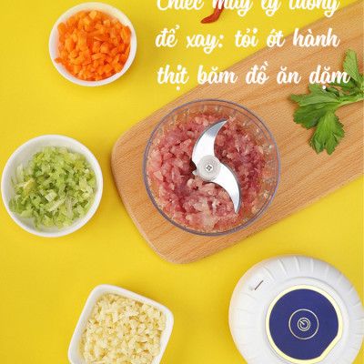 Máy Xay Tỏi Ớt Bằng Pin Sạc VinBuy Tiện Lợi, Xay Đồ Đa Năng Xay Đồ Ăn Dặm Cho Bé Với 3 Lưỡi Dao Thép Không Gỉ, Dung Tích 100ml, 250ml – Hàng Chính Hãng