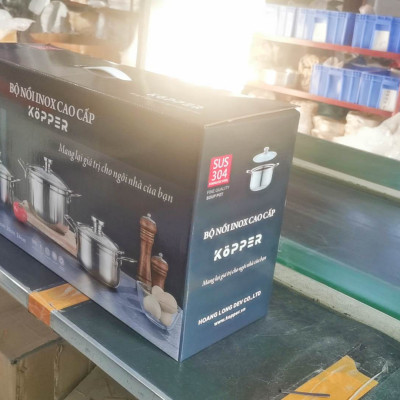 Bộ Nồi Inox 304 Cao Cấp 5 Đáy KOPPER - 3 Món Kích Thước 18 - 20 - 24 cm.