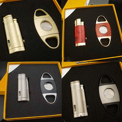 Bộ Set Phụ Kiện 2 Món HB-360 Gồm Vỏ Hột Quẹt Bật Lửa Khò 3 Tia Và Cắt Cao Cấp