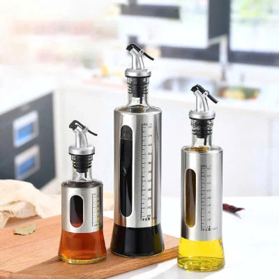 Bình Đựng Dầu Ăn, Nước Mắm  200ML  Thủy Tinh Bọc Inox – Kiểu Dáng Hiện Đại, Bền Đẹp