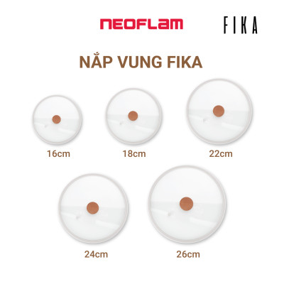 [Hàng chính hãng] Nắp/  Vung kính nồi, chảo Fika Neoflam bằng thủy tinh cường lực,viền silicone