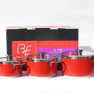 Bộ nồi Behome 3 chiếc màu đỏ